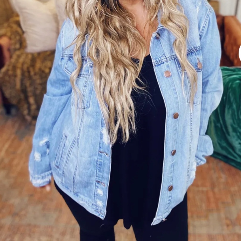 Oversized light denim jacket